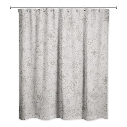 Line Floral Shower Curtain